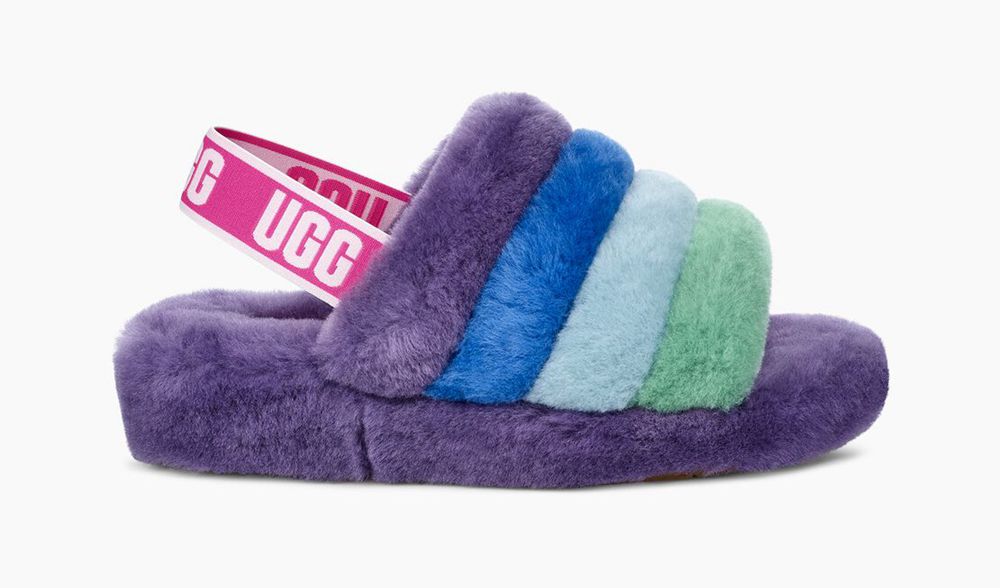 Ugg Pride Fluff Yeah - Mens Slides - Rainbow Purple - NZ (9760LTKDF)